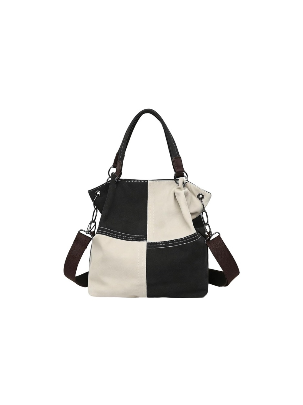 Women’s Two-Tone Black and Cream Tote Shoulder Bag
